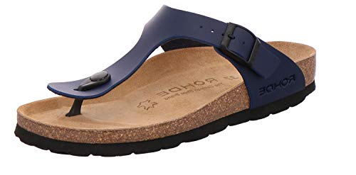 Rohde 5628 Alba Damen Zehentrenner Pantoletten Clogs Weite G blau, Größe:38 EU, Farbe:Blau