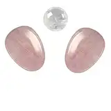 Lapis Vitalis Augensteine Set Rosenquarz - Hochwertige Edelsteine - Stein-Set für Behandlungen & Massage - Edelsteine Set inklusive Massagekugel aus Bergkristall & Anleitung - Rosa Steine