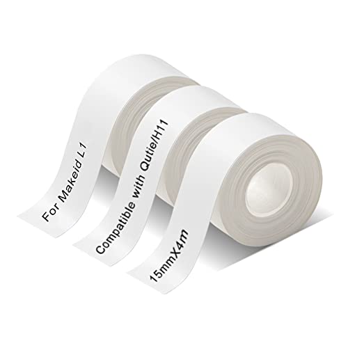 Qutie Gewidmet Etiketten Selbstklebend - 15mm Wasserdicht Anpassen Klebeetiketten - Kompatibel Mit PRT Qutie/Makeid L1 - Drucken Sie Barcode, Name, Datum, Preis usw (Weiß003, 3 Rollen)