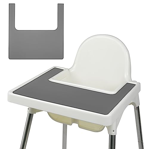 Vicloon Silikon Hochstuhl Matte für Babys und Kinder | Silikonmatte für den Babyhochstuhl, BPA-frei, Platzset für Babys und Kinder/IKEA Hack (Grau)