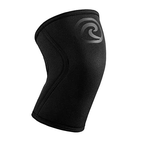 Rehband Kniebandage Kraftsport, Kniestütze für Cross Fit & schweres Training, Knee Sleeve aus 5 mm Neopren, in vielen Farben & Größen, Unisex, Farbe:Carbon/Schwarz, Größe:L