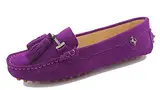 MINITOO Damen Quasten Slip-on Wildleder Leder Freizeit Slipper Mokassins Sommer Flache Schuhe Fuchsie EU 39.5