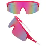 DKDDSSS Sport Sonnenbrille, Polarisiert Fahrradbrille, Fahrradbrille Winddicht, Schnelle Brille, Schnelle Brille Rave, Radfahrer Brille für Herren Damen UV400 Schutz für Outdooraktivitäten Rosa