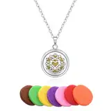 Aromatherapie Kette Anhänger Aromatherapie Anhänger Edelstahl Aromatherapy Pendant Diffuser Atherische öle Legierung mit 7 Abstandshaltern und Karabinerverschluss DIY Duftanpassung