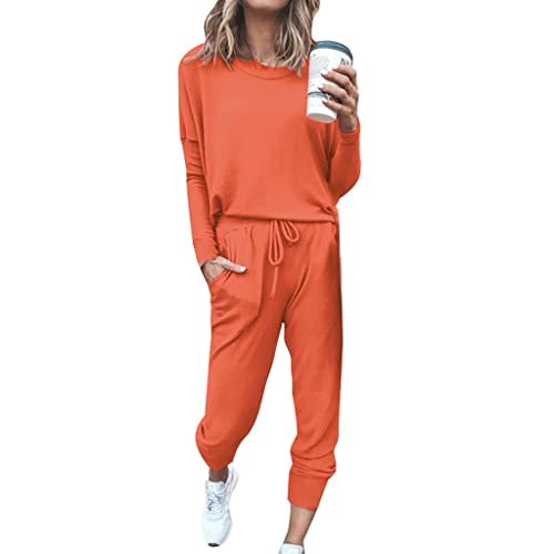 Jogginganzug für Damen 2-teilig Damen Jogginganzug Trainingsanzug Sportanzug Fitness Training Jogging Zweiteiler Freizeitanzug 2-Teilig Sweatshirt und Jogginghose Set Kapuzenpullover Jogginghose