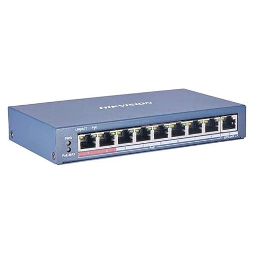 Hikvision - DS-3E0310P-E/M - Nicht verwaltbarer Netzwerk-Switch - 8 10/100M PoE-Anschlüsse + 2 Gigabit RJ45-Anschlüsse - Ohne Lüfter - DS-3E0310P-E/M