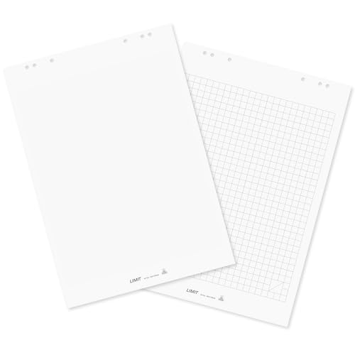 Limit 2 x Flipchart-Block, kariert und blanko, 20 Blatt je Block, 80 g/m², weiß