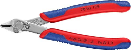 KNIPEX Electronic Super Knips Elektronik-Seitenschneider, 125 mm, weicher Draht(Kupfer) bis 1,6 mm, mittelharter Draht(Nagel) bis 1,0 mm, 78 03 125