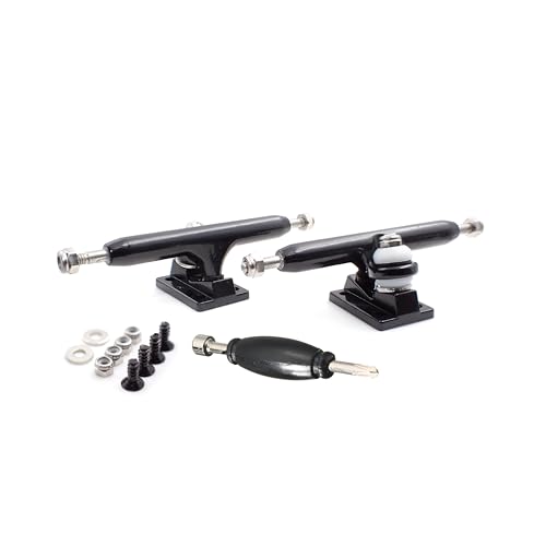 SPITBOARDS 34mm Fingerboard Pro Trucks by, Real Lock-Nuts, Rubber O-Ring Urethane Bushings, Optimized Hanger, Width 34 mm, for Fingerboard Tuning & Assembling (Black)