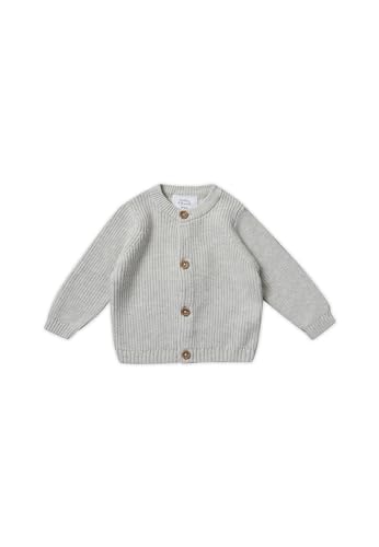 Stellou & friends Cardigan-Strickjacke für Mädchen und Jungen mit Knöpfen in Holz-Optik | Hochwertige Baby-Kleidung aus 100% Baumwolle - IV V I Gr. 98/104 - Light Grey Melange