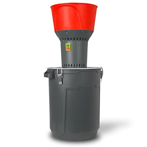 EBERTH Elektrische Getreidemühle mit 50L Eimer, 1300 Watt Elektromotor, 13L Einfülltrichter, 400 kg/h, Schrotmühle mit Edelstahlklinge, fünf Siebe inkl., Zerkleinerer für Getreide, Futterherstellung