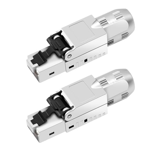 RJ45 Stecker Werkzeuglos Netzwerkstecker,LAN Stecker Werkzeuglos, Kompatibel Cat 7,Cat 6a,Cat 6 Netzwerkkabel, Ethernet Stecker Bis zu 10 Gbps | 1000M Stabile Signalübertragung (2)