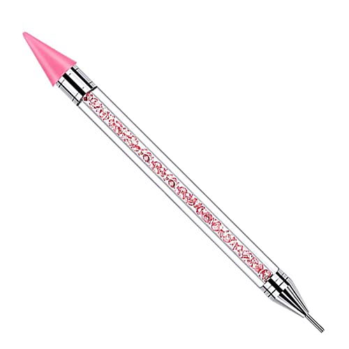 1 Stücke Strass Picker Punktierstift Dual Ended Edelsteine,Nagelpunkt Stift, Dotting Pen Nail Art Tools,Dekoration Werkzeug für DIY Nagel Design, Strasssteine, Punktarbeiten (Rosa)