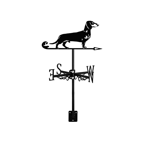 Wetterfahne in Hundeform, Tier-Ornament, Windfahne, Wetterhahn mit Dachhalterung, Heimdekoration, für Außenbereich, Bauernhaus, Hof, Garten, Pavillon, Dackel