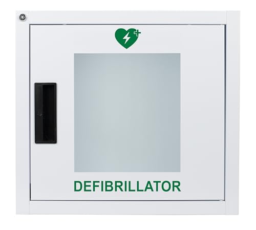 MedX5 Universal Defibrillator Metallwandkasten für Innenbereiche mit Defi-Standortschild, abschließbar