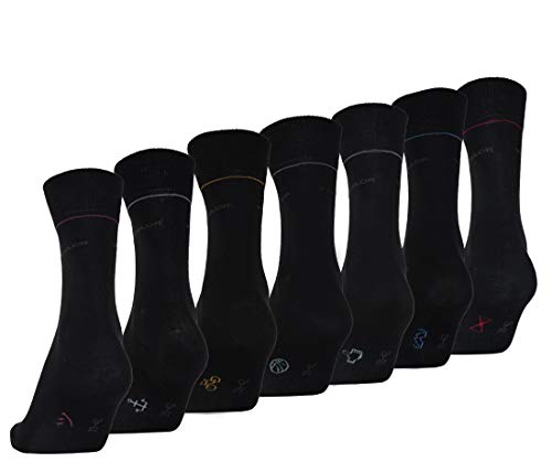 TOM TAILOR Socken schwarz 39-42- 7er Box Baumwollsocken für Alltag und Freizeit - schlichte Socken