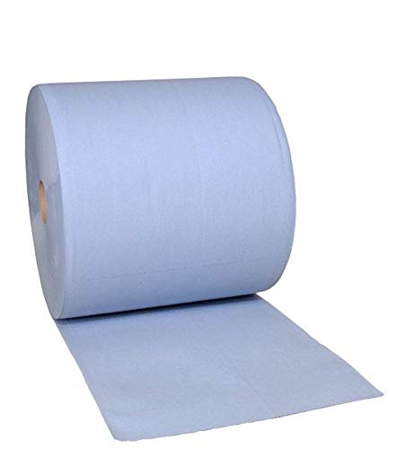 Putzpapier Blau 3-lagig 38 x 36 cm - Putztuchrolle 1000 Blatt pro Rolle für Industrie und Werkstatt