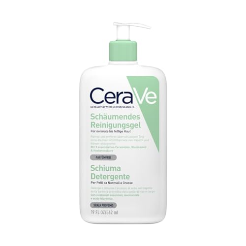 CeraVe Schäumendes Reinigungsgel für Gesicht und Körper, Normale bis fettige Haut, Mit Hyaluron und 3 essenziellen Ceramiden, 1 x 562 ml