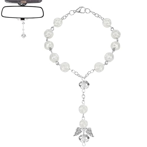 Mrltau Rosenkranz Zum Schutzengel, Rückspiegel Anhänger, Guardian Angel, Auto Deko Innenraum, Glücksbringer, Autozubehör, Schutzengel Geschenk