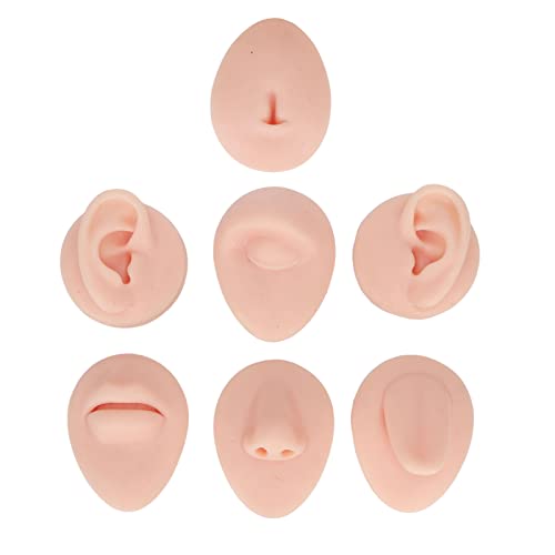 Weiches Silikon-Körperteilmodell, Körperpiercing-Übungsmodell, Simulations-Silikon-Ohr-Auge-Nasen-Mund-Zunge- und Bauchnabel-Modell, Weiches Modell, Körperteil-Display-Set für Anfänger, Piercer