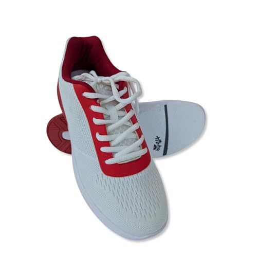 Bowling-Schuhe – Aloha HexaGo – Bowlingschuh für Damen, Herren und Jugendliche – Für Rechts- und Linkshänder (Weiß/Rot, EU Schuhgrößensystem, Erwachsene, Herren, Numerisch, M, 45)