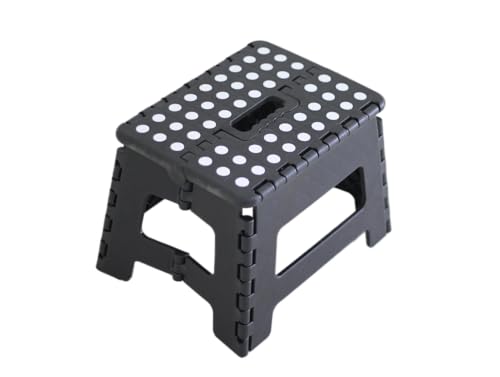 Klapphocker für Kinder, Tritthocker für Kinder und Erwachsene, faltbar, Kunststoff, Anti-Rutsch-Beschichtung, super leicht, Schwarz bis 150 KG belastar