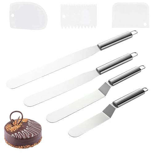 7 Stück Winkelpalette, Winkelpalette Torte für Torten, Tortenspachtel, Tortenmesser Angled Spatula Tortenschaber Zum Backen für Torten Selber Machen, Tortendekoration