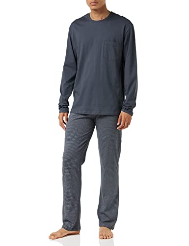 Schiesser Herren Lang - Nightwear Set Zweiteiliger Schlafanzug, Anthrazit_159633, 52 EU