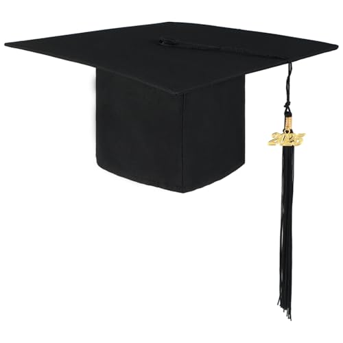 Doktorhut 2025,Unisex Bachelor Hut,Uni Graduation Hat mit 2025 Anhänger Quaste,Schwarz Abschluss Hut für Hochschule,Abitur,Universität
