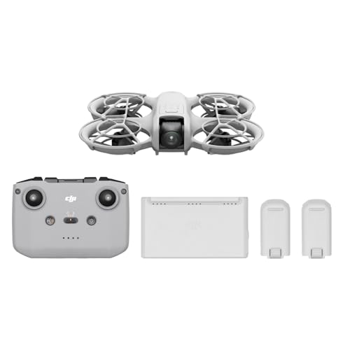 DJI Neo Fly More Combo, Minidrohne mit 4K UHD-Kamera für Erwachsene, 135g selbstfliegende Drohne die dir folgt, Handstart, Motivverfolgung, QuickShots, stabilisiertes Video, mit RC-N3 und 3 Akkus