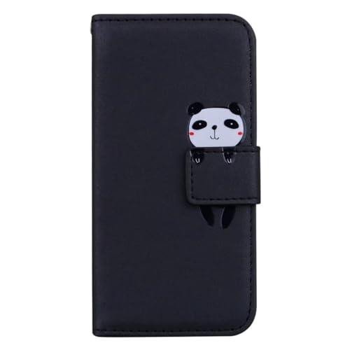 Miagon Tier Flip Hülle für Samsung Galaxy A55 5G,Brieftasche PU Leder TPU Cover Design mit Ständer Kartenfächer Magnetverschluss Handytasche Wallet Case Cover,Schwarz