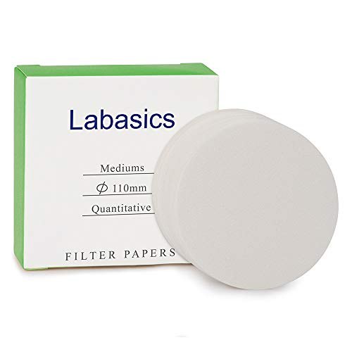 Labasics Quantitative Filterpapier Kreise, Zellulose Filterpapier mit 110mm Durchmesser und Einer Filtrationsgeschwindigkeit von 20 Mikron, Packung mit 100 Stück