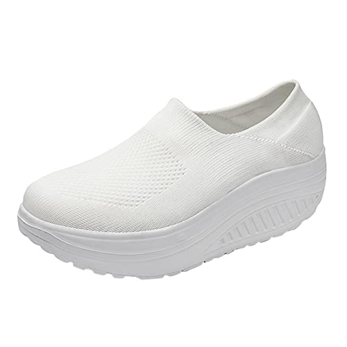 Socken Schwarz Damen 39 42 Sneaker Plattform für Frauen Fashionand Bequeme Schuhe Leichter für Frauen Outdoor Schuhe Damen Wasserdicht Leicht (White, 41)