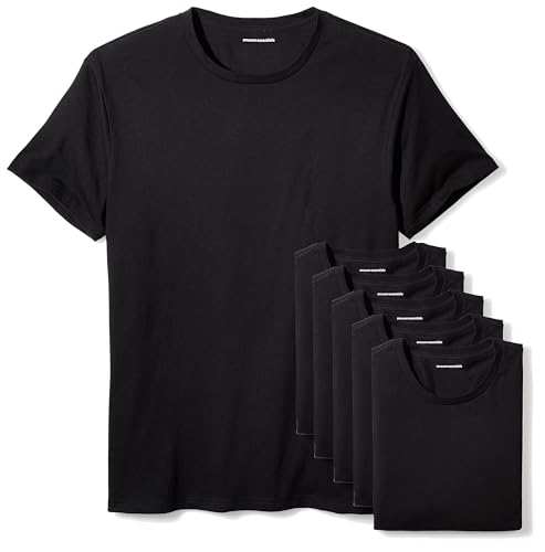 Amazon Essentials Herren Unterhemd mit Rundhalsausschnitt, 6er-Pack, Schwarz, XXL