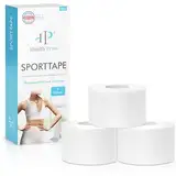 Health Press® Sporttape - 3 Tape Rollen (3,8cm x 10m) - Sporttape weiß - reißbares Profi Sport Tape - Sport Tapeverband für alle Sportarten