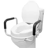 PEPE - Toilettensitzerhöhung mit Armlehnen 10cm, WC Sitzerhöhung für Senioren mit Deckel, Erhöhter Toilettensitz 10 cm, Toilettenaufsatz für Senioren, Sitzerhöhung Toilette Erwachsene Weiß