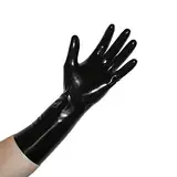 Rubberfashion Latex Handschuhe kurz - Rubber Gloves - kurze Latexhandschuhe bis Handgelenk für Damen und Herren schwarz 0.4mm L