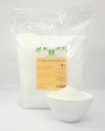 Zitronensäure Pulver Lebensmittelqualität 5kg von der Grünen Essenz Citronensäure zum Waschen von Obst und Gemüse - Säuerungsmittel und Konservierungsmittel zum Kochen und Backen (5 Kg)