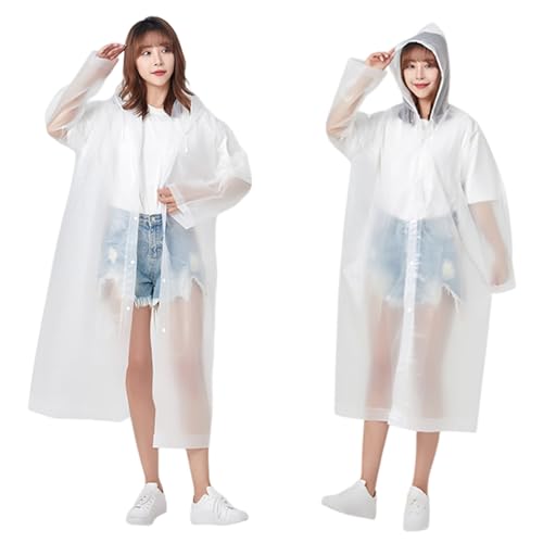 Hperu Regen Poncho Erwachsene 2pcs wasserdichte Eva wiederverwendbare Regenmantel klare Regenmäntel mit Kapuze für Frauen Männer Jungen Camping Wandern Reisen Sporting Grabenmäntel