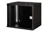 DIGITUS Netzwerkschrank - 19-Zoll Rack 9 HE - Unmontiert - Wandmontage - 400 mm Tiefe - 327 mm Nutztiefe - Traglast 60 kg - Glastür - SOHO Pro-Serie - Schwarz