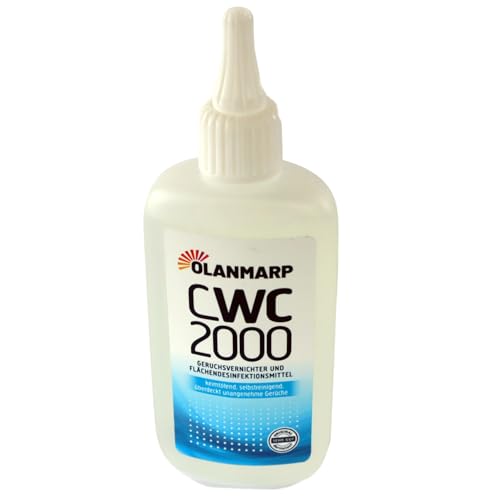 Olanmarp CWC 2000 – Der Revolutionäre Geruchsvernichter und Flächendesinfektion für Toilettenstühle, Urinflaschen –und Beutel. Endlich ohne unangenehmen Gerüche! Made in Germany (100 ml)