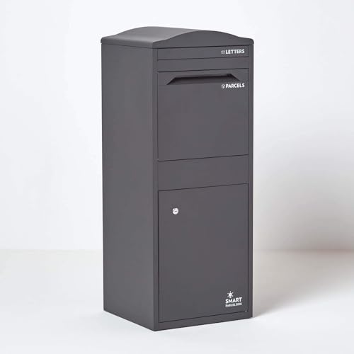 Smart Parcel Box XXL grau mit Bogendach 41.5 x 38.5 x 104 cm, Paketbriefkasten zur Wand- oder Bodenmontage, Paketbox für Zuhause & Unternehmen, Briefkasten für Pakete & Briefe