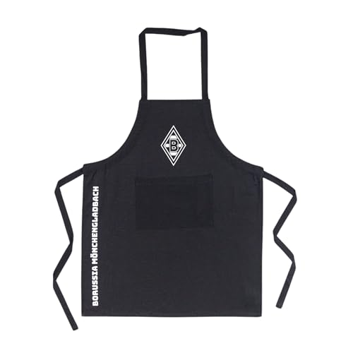 Borussia Mönchengladbach Grillschürze "Classic" | Offizieller Fanartikel Fohlenshop | Mit Vereinslogo und Schriftzug | Fronttasche | Verstellbares Nackenband | Kochschürze