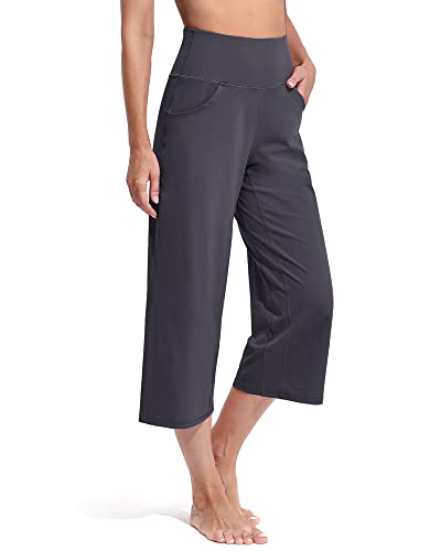 Promover Activewear-Hosen für Damen mit Taschen Jogginghose Hohe Taille Yogahose Weites Bein Straighthose Bauchkontrolle Schlaghose Fitness Arbeit Sporthose