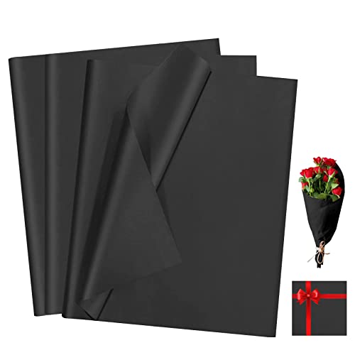 ASTARON 60 Blatt schwarzes Seidenpapier zum Verpacken, 50 x 35 cm, Geschenkpapier, Blumenstrauß, Kraftpapier für Geburtstagsfeiern, Feiertage, Hochzeiten, Basteln, Dekoration, 3 Farboptionen