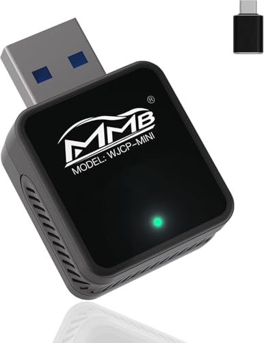 MMB WJCP-Mini CarPlay Wireless Adapter, 2024 Upgrade Wireless CarPlay Adapter-Dongle, Wandelt Werkseitig Verkabeltes CarPlay in Kabelloses Stecker Und Spielen, Mit CarPlay Autos Und iOS 10+