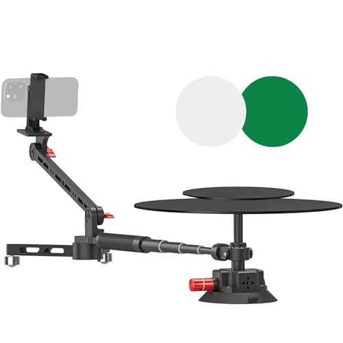 FLNOZAMZ 360-Grad-Spinner, Professioneller Foto-Drehteller, Doppellager, 360° drehbarer Kameraschieber, mit 110cm Verlängerungsstangen