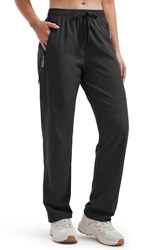Libin Damen Wanderhose 29'' Cargohose Leichter Outdoorhose Trekkinghose Wasserabweisend Schnelltrocken Arbeitshose Freizeithose Safari Hose, Schwarz M