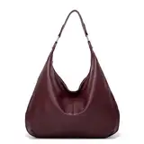 Ashioup Hobo Taschen für Damen, weiches PU-Leder, lockere Schultertasche, Geldbörse mit Reißverschluss, Dunkelroter Kaffee, Einheitsgröße