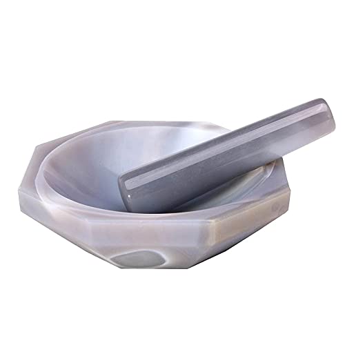 Stößel und Mörser Set Gewürzfabrik Mörtel Mörserschleifer Set Handheld Würzen Mühlen Knoblauchpfeffer Mischt Pot Mörtel- und Pistill Küchenwerkzeug ( Farbe : Natural Agate , Size : 13.5x10.4x5cm )